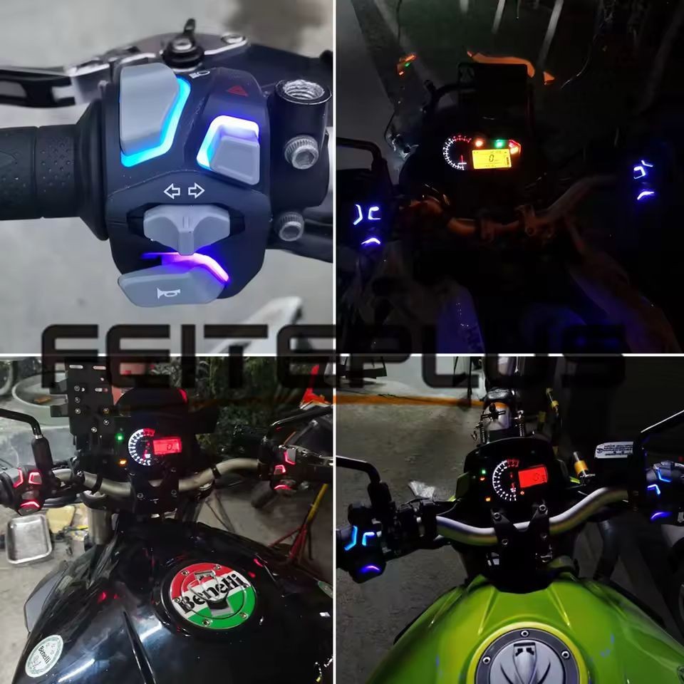 Kit Punho Universal (Partida + Luz) Padrão Fibra de Carbono: Controle Total para sua Moto!