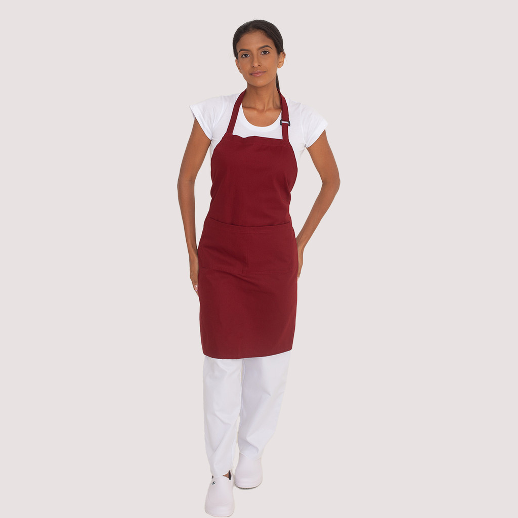 Avental Vinho Bordô Brim Cozinha Chef Bar Café Atendente Pad