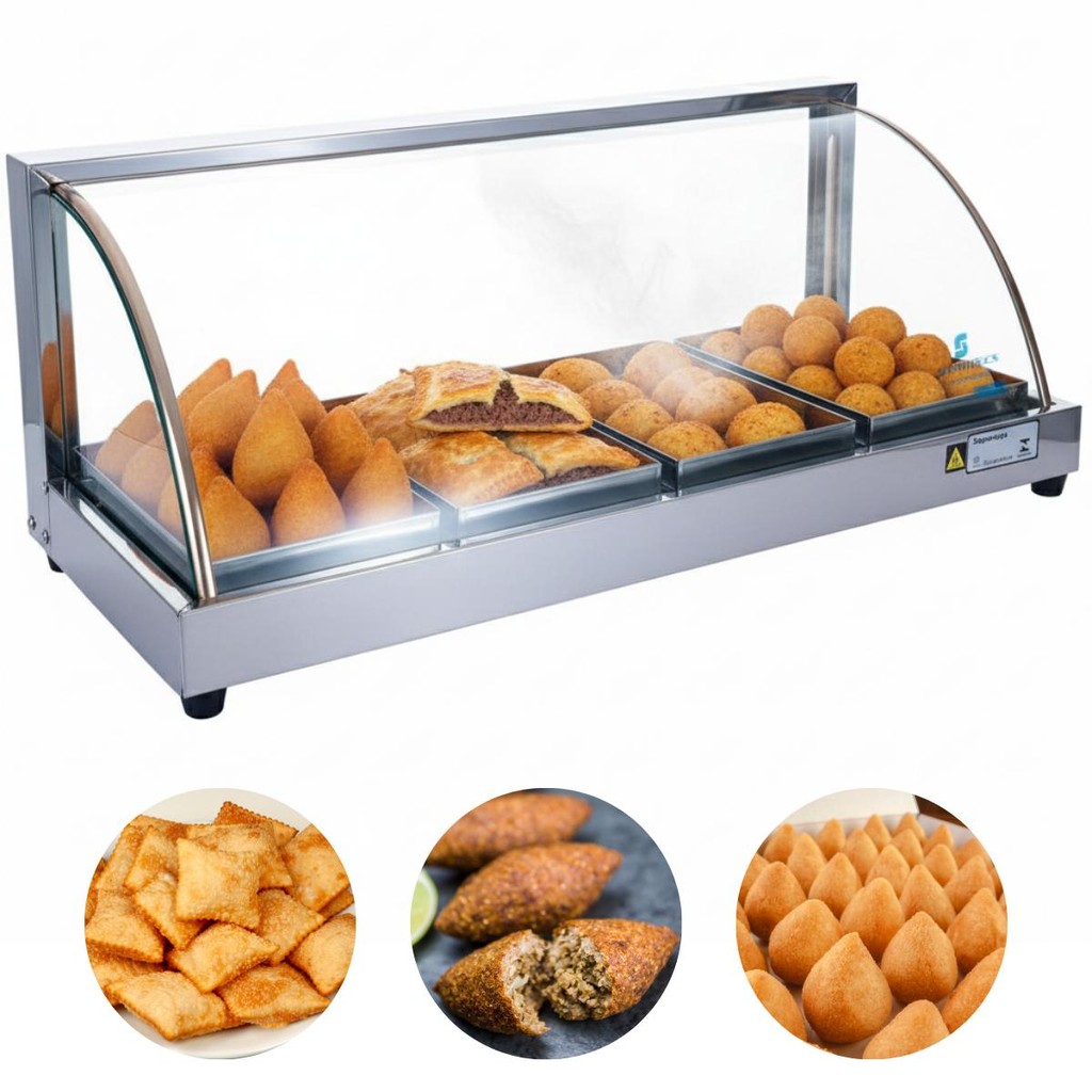 Estufa De Salgados 4 Bandejas Vitrine Expositor Aquecedor de