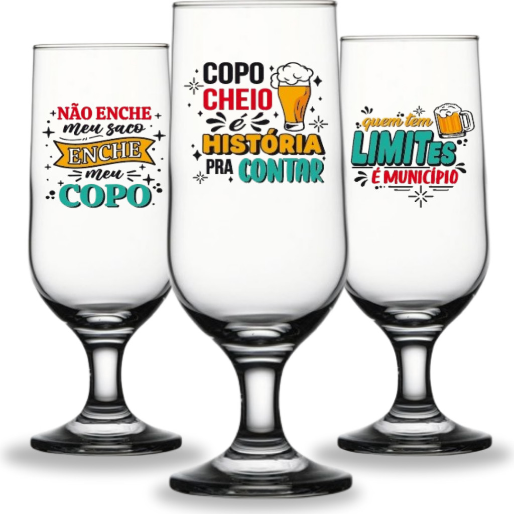 Kit Taças Cerveja 350ml Personalizadas Decalque Queimado - Humor e ...
