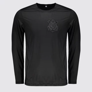 Camisa Corinthians Manga Longa UV Dry Preta