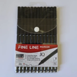 Kit 12 Canetas Pretas Fine Line Ponta Fina 0.4 mm