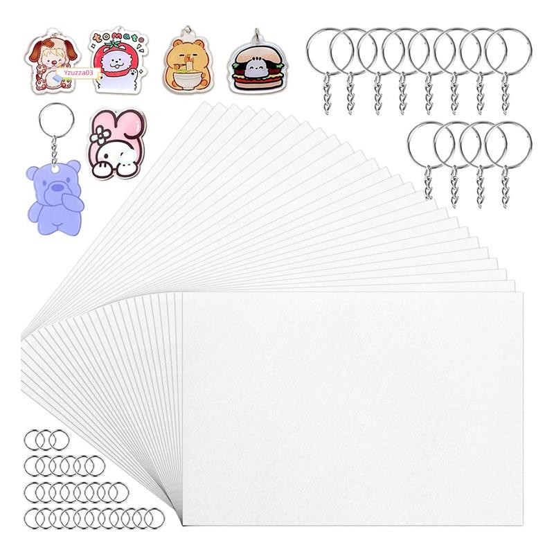 100 Peças De Folhas Plásticas Termorretráteis , De Filme Encolhível Em Branco De Papel Termo Retrátil Para Artesanato In