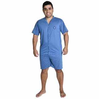 Pijama Masculino Curto Adulto Aberto Botão Funcional Malha Estampada Pós Cirúrgico em Oferta na Shopee