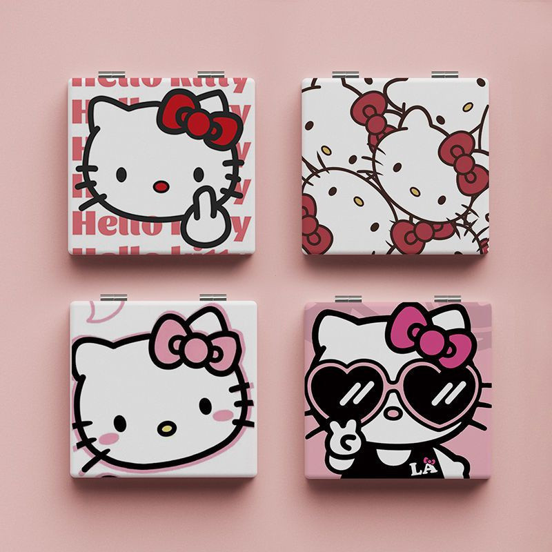 Hello Kitty Sanrio Mirror Espelho Portátil Dobrável Anime
