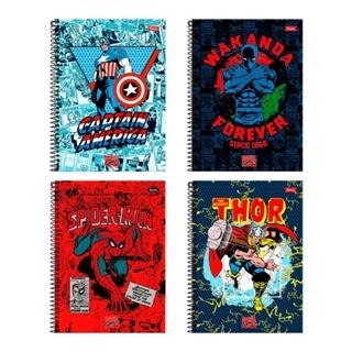 Caderno Espiral Foroni Universitário Capa Dura Marvel 1 Matéria 80 Folhas - Embalagem com 4 Unidades em Oferta na Shopee