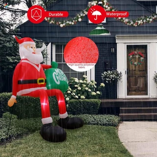 Decoração Inflável De Natal Ao Ar Livre De 8 Pés , Escalada Gigante , Infláveis De Papai Noel , Explodir Com Luzes LED