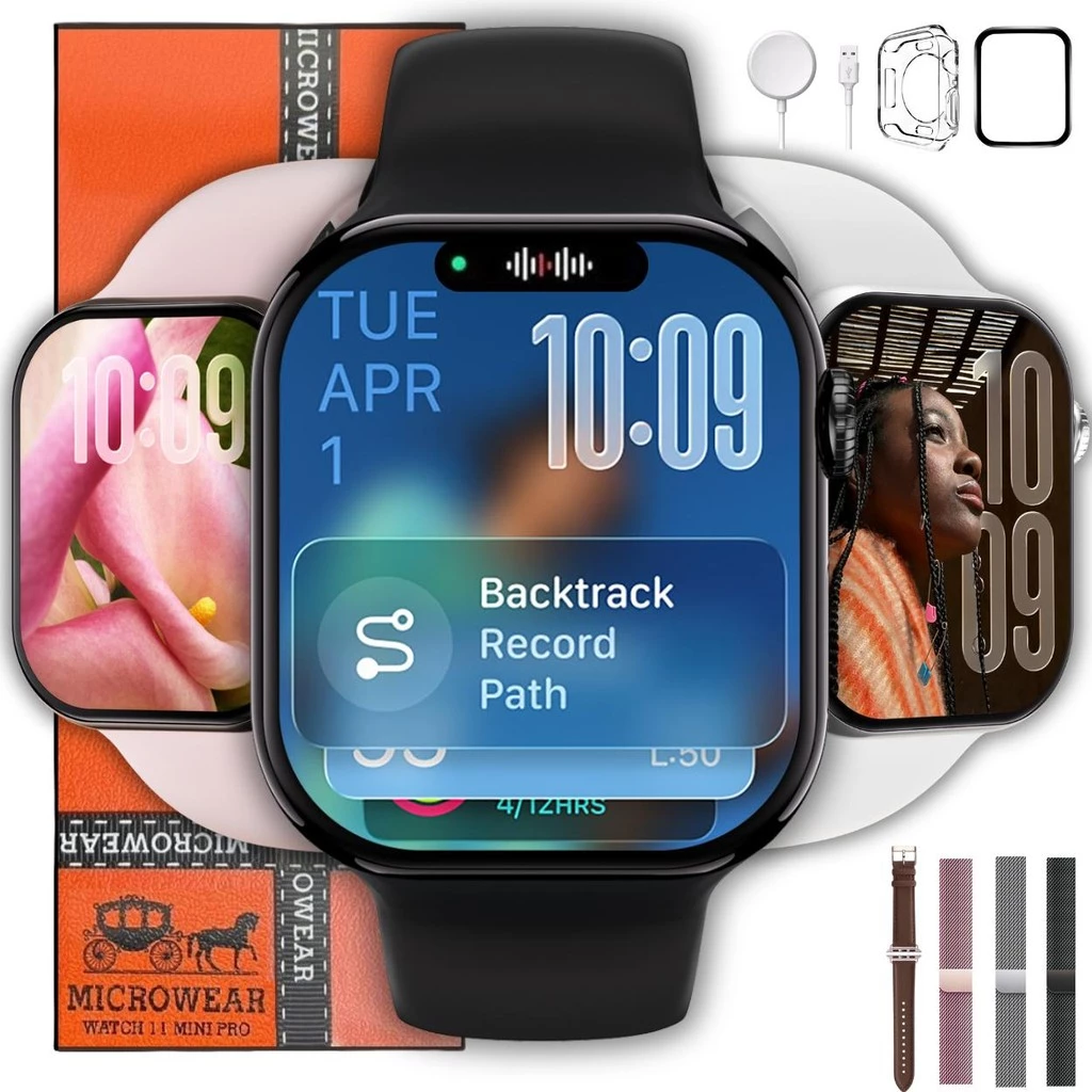 Relógio Smartwatch W11 Pro mini 42mm Responde Whatsapp Microwear Serie 11 Amoled + Brindes