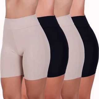 Kit 4 Short Anágua Modeladora Cintura Alta Segunda Pele Térmica