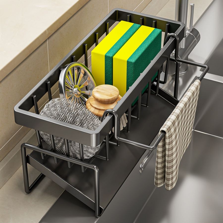 Rack Organizador Premium de Cozinha para Economia de Espaço e Suporte Drip-Dry perto da Torneira