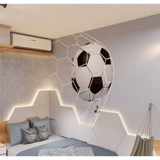 Papel de Parede Tema Futebol Neon 3D para quarto de menino + Nome  M² parede total