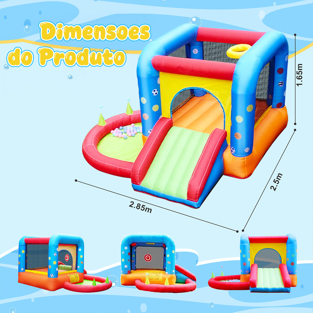 Castelo Inflavel Pula Pula Escorregador Piscina Azul 127V | Shopee Brasil