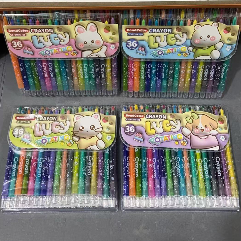 Retrátil 11/17 Cm Giz Cera 12 A 36 Cores Não Tóxico Para Crianças