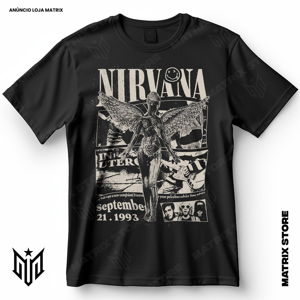 Camisa Nirvana September 21 1993 Blusa Camiseta De Rock 100% Algodão