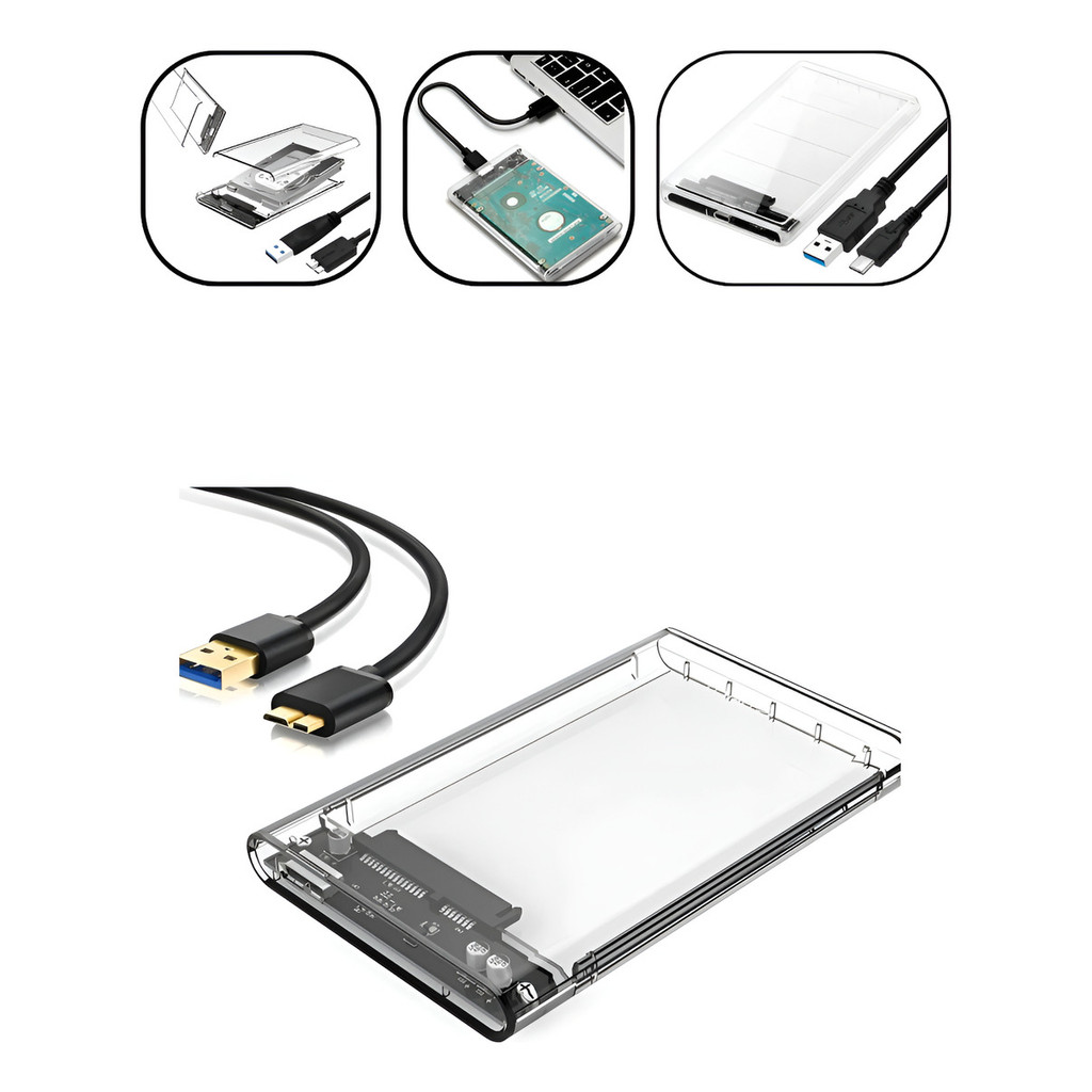 Case Para Hd Externo 2,5 Sata Usb 3.0 Transparente | Shopee Brasil