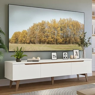 Rack para TV até 80 Polegadas 180cm 2 Portas 1 Gaveta Branco/Rustic Toronto Madesa em Oferta na Shopee