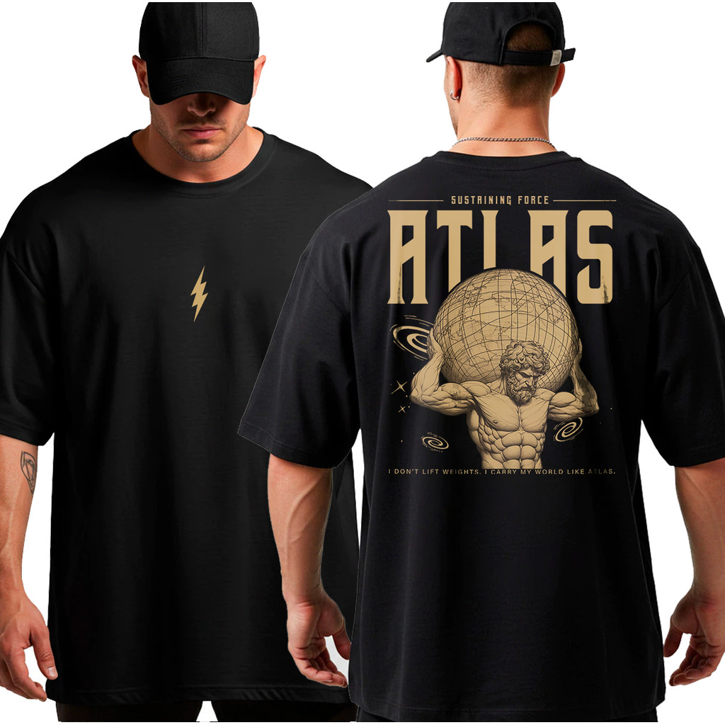 Camiseta Camisa Oversized Top para Academia Musculação Atlas Streetwear 100% Algodão