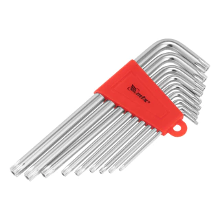 JOGO DE CHAVE TORX LONGA, ACABAMENTO ACETINADO, CROMO VANADIO, T10-T50, 9PCS // MTX