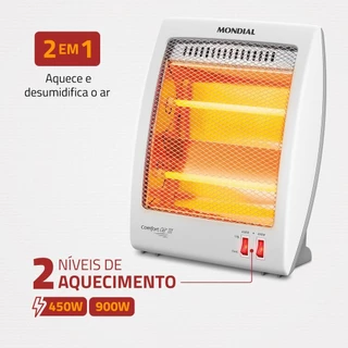 Aquecedor Quartzo Comfort Air III Mondial Branco/Cinza 900W A-16