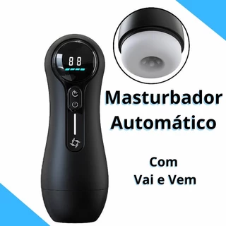 Masturbador Masculino Automático Vai e Vem Com Funções de Vibração e Sucção Painel Digital USB