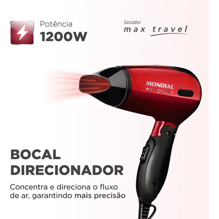 Secador de Cabelos Mondial Max Travel SC 10 Bivolt 1200w