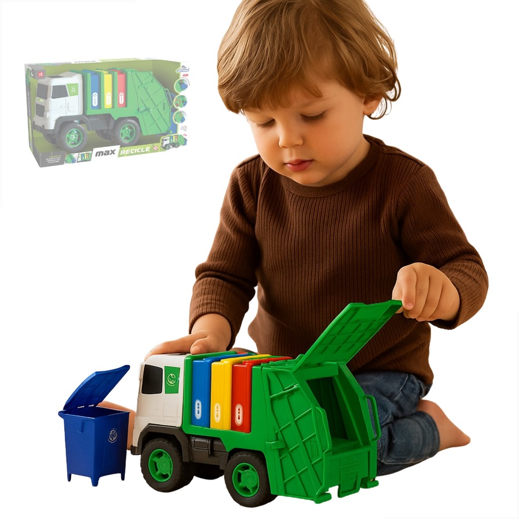 Brinquedo Infantil Caminhao de Lixo Reciclagem Grande Max Articulado ...