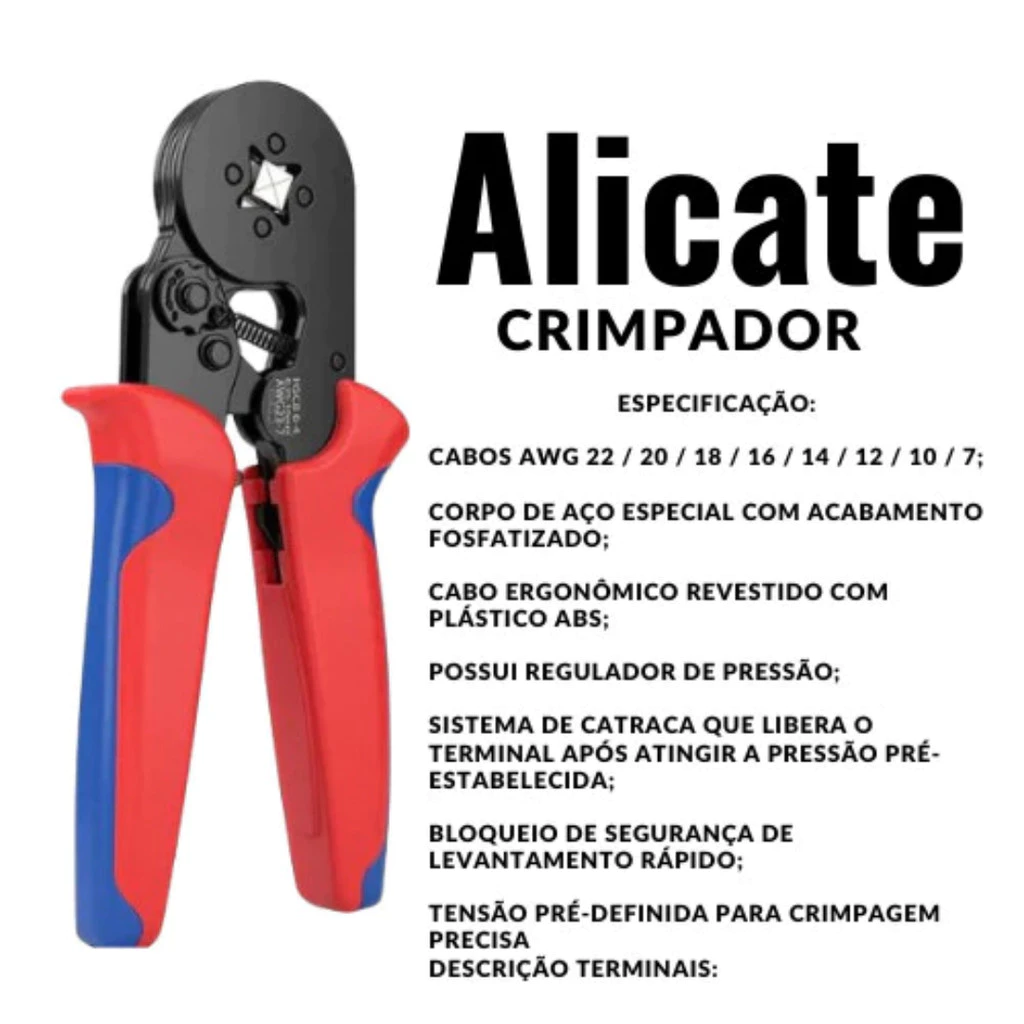 Kit Alicate Crimpar Descascador 1200 Terminais Ilhós Tubular - Imagem 3