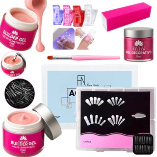 Kit Unhas de Gel Completo 2 Moldes F1 120pçs Presilha Molde Gel Construtor Builder Gel Painting Nail Designer em Oferta na Shopee