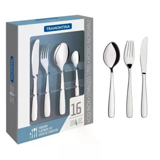 Faqueiro Amazonas com 16 Peças em Aço Inoxidável Acabamento Alto Brilho - Tramontina em Oferta na Shopee