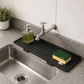 Tapete Escorredor Pia Protetor Silicone Louça Cozinha Água Bancada Torneira Mesa