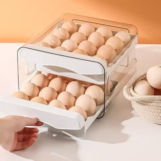 gaveteiro duplo em plástico tipo porta 32 ovos com para cozinha geladeira