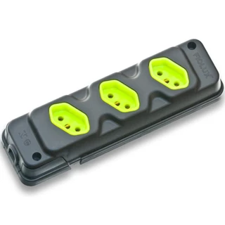 Tomada em barra para extensão com 3 tomadas 2P+T 20A preto/verde Robust Fiolux em Oferta na Shopee