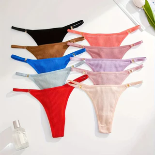 Kit c/5 unidades de calcinha fio dental regulagem Microfibra Canelada lingerie sexy em Oferta na Shopee