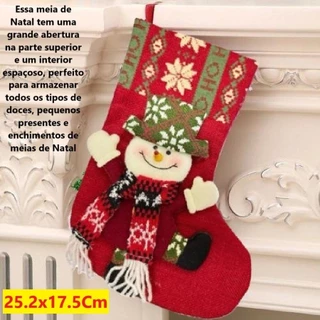 Meia Bota De Natal Vermelho Boneco De Neve 25.2x17.5Cm Decoração Para Guardar Doces E Presentes em Oferta na Shopee