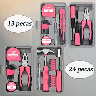 Kit de Ferramentas Rosa ✨ (13pcs & 24pcs) - Perfeito para Reparos Domésticos e DIY
