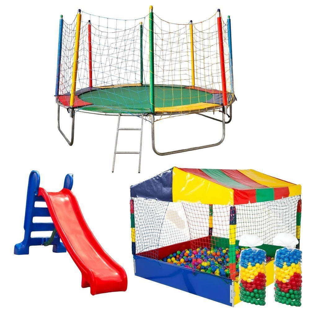 Pula Pula Trampolim 3,05m Escorregador Infantil E Piscina De Bolinhas 1 ...
