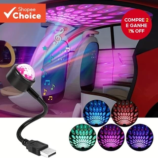 Projetor De Luz Noturna LED Estrelado Para Carro USB Com Controle De Música-Lâmpada Atmosférica E Decorativa