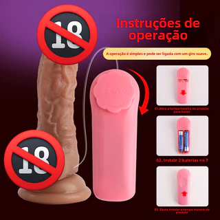 SP-46 Vibrador Pênis 13 cm Realista, com Ventosa, Vibração Multivelocidade