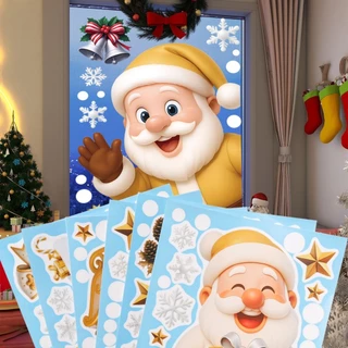 2 Pçs/Set Multi-Estilo Espelhos De Natal Adesivos Estáticos Boneco De Neve Papai Noel Janela De Vidro Portas Decalque Ca