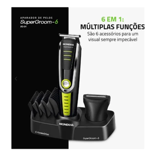 Kit Aparador de Pelos 6 em 1 Mondial Super Groom BG-04 Bivolt