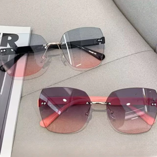 2pcs Óculos de Sol Retro Femininos Sem Aro Lentes Degradê Sem Armação Moda em Oferta na Shopee