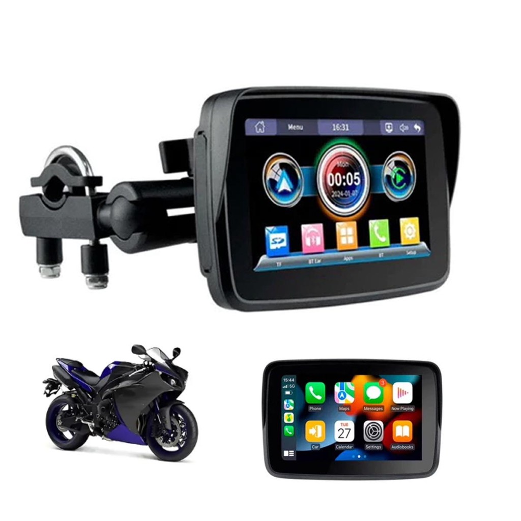 Navegador GPS Moto Espelhamento CarPlay Android Auto Bluetooth Touch 5 ...