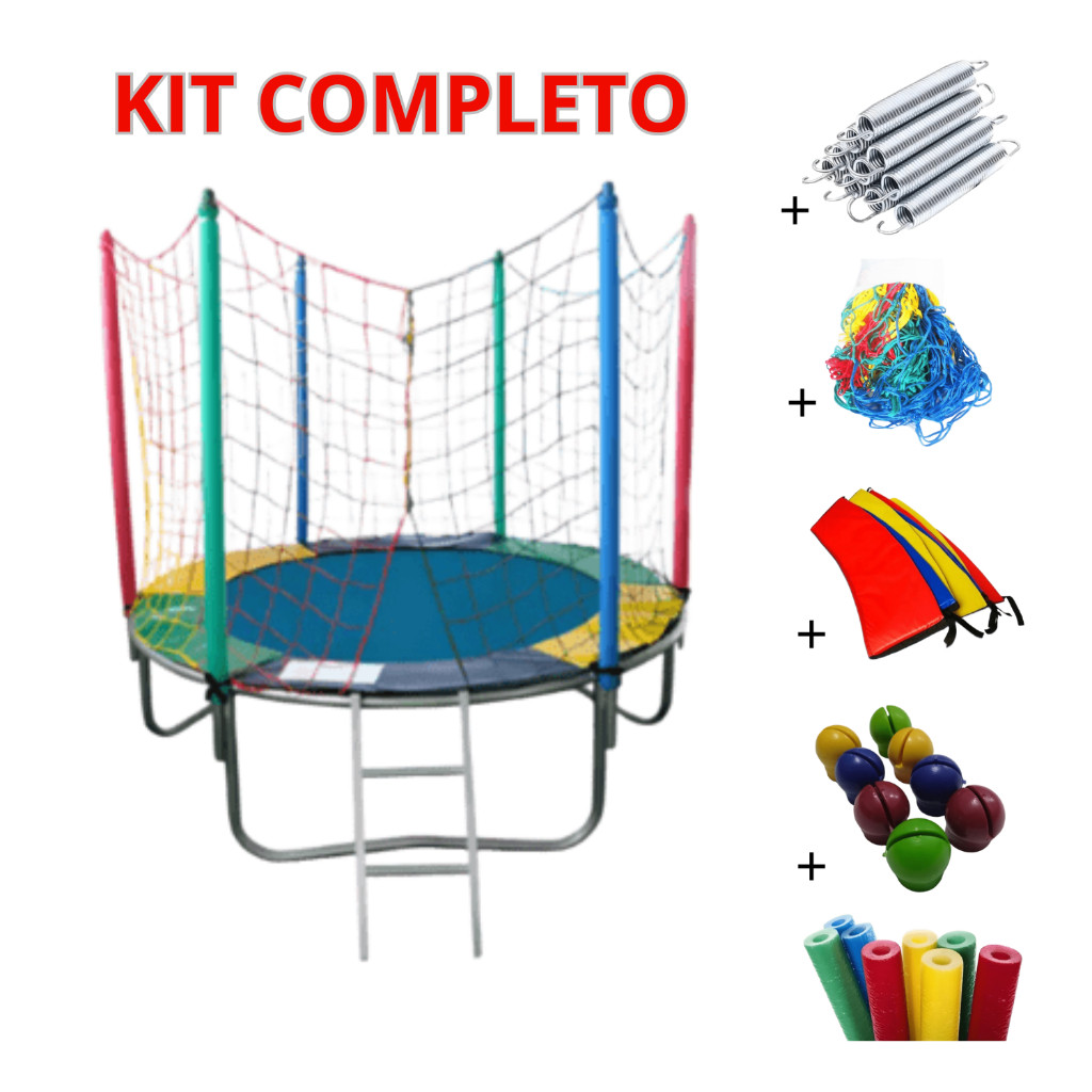 Pula-Pula Infantil com Rede de Proteção – Cama Elástica 1,40m ou 1,83m ...