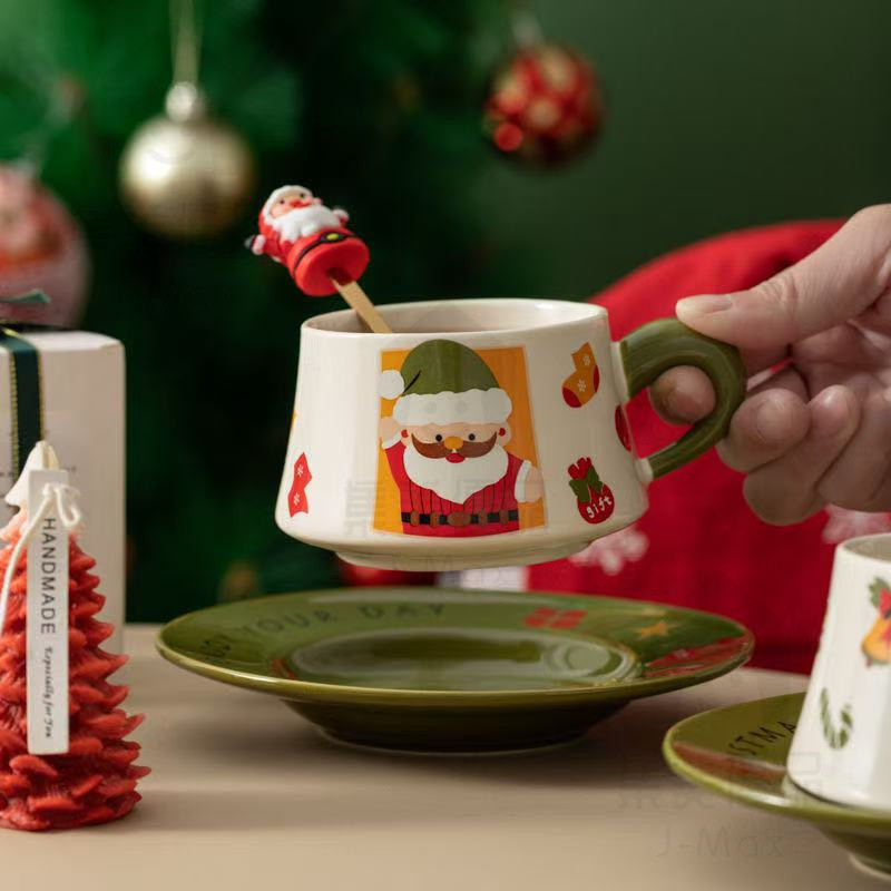 Conjunto de Xícaras de Café de Cerâmica de Natal Xícara de Natal Presente de Natal Xícara de Casal Xícara de Leite