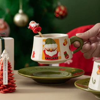 Conjunto de Xícaras de Café de Cerâmica de Natal Xícara de Natal Presente de Natal Xícara de Casal Xícara de Leite