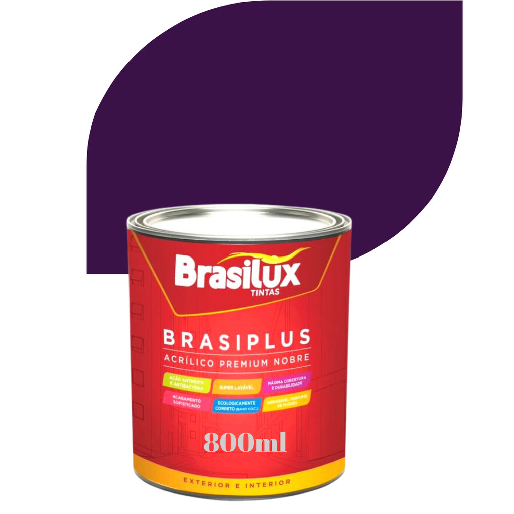 Tinta Roxo Escuro parede Lavável Acrílica Fosca Brasiplus 800ml cor ...