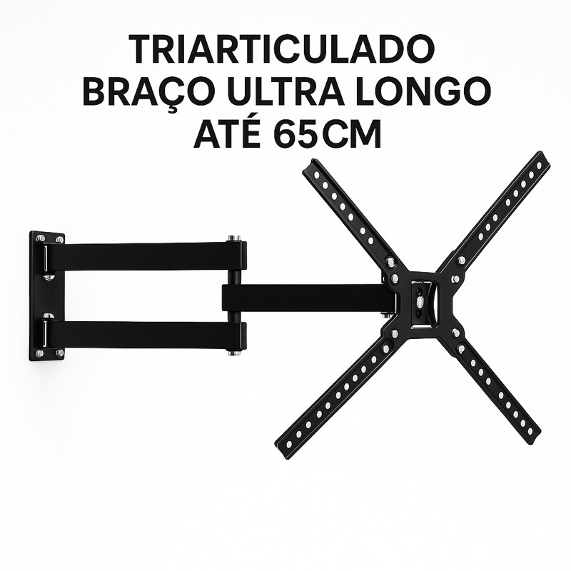 Suporte Tv Parede Braço Longo de 65cm Tri Articulado Com Inclinação Até ...