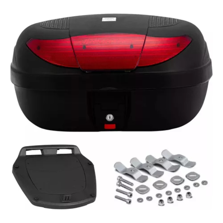 Bauleto Protork Preto 45 Litros C / Refletor Vermelho Moto