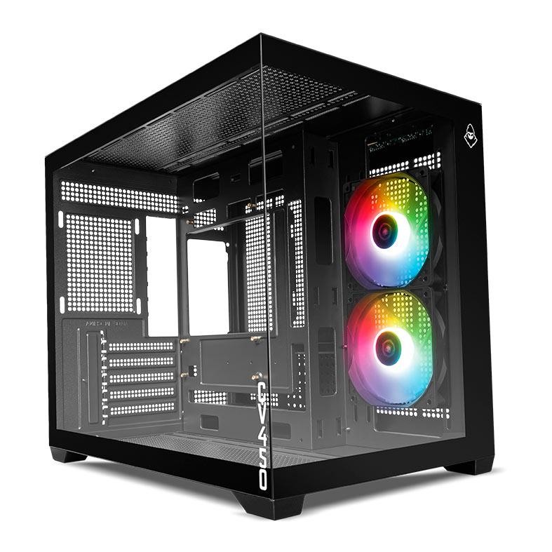 Gabinete Gamer Mancer CV450, RGB, Mini-Tower, Lateral de Vidro, Com 2 Fans, Preto, MCR-CV4502F-BK