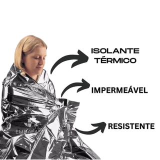 Kit 5 Mantas Térmica Emergência Alumínio 2,10x1,40m Cobertor Resgate Camping Barraca Protetor Dormir
